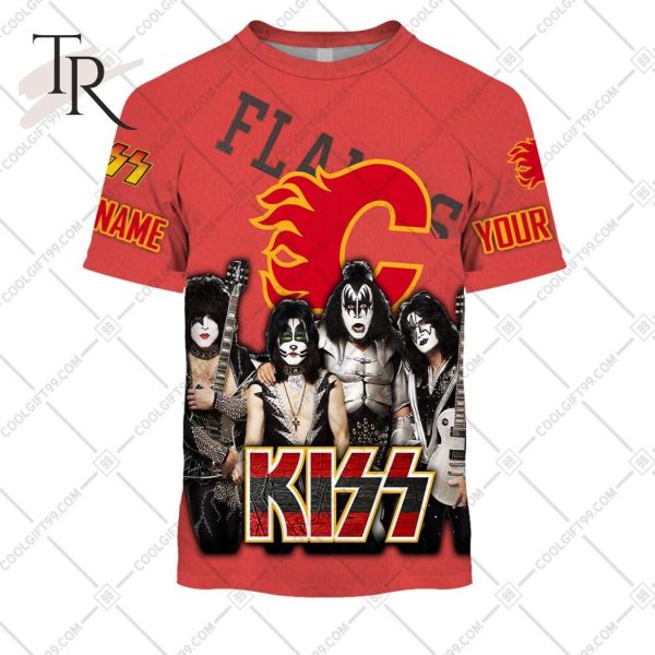 Personalized NHL Calgary Flames x Kiss Band V2 Style Hoodie 3D