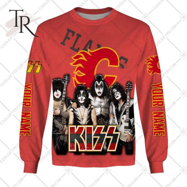 Personalized NHL Calgary Flames x Kiss Band V2 Style Hoodie 3D