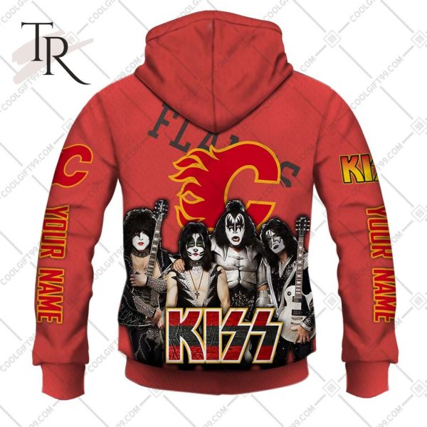 Personalized NHL Calgary Flames x Kiss Band V2 Style Hoodie 3D