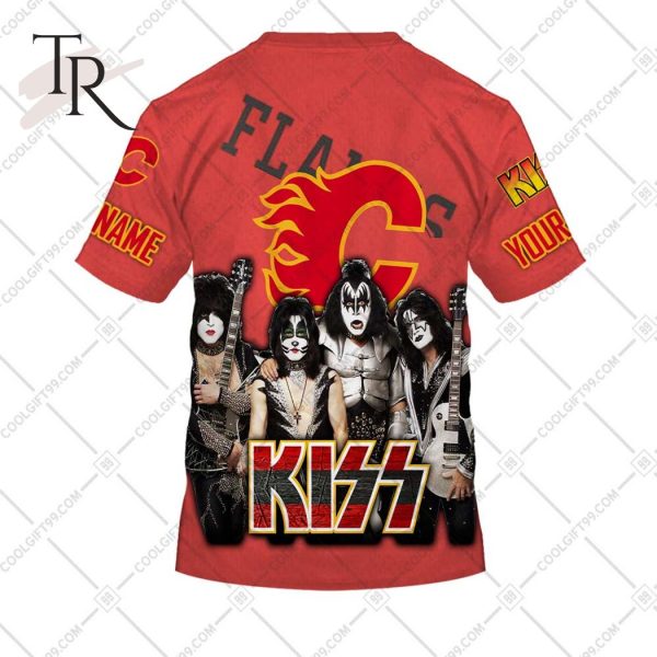 Personalized NHL Calgary Flames x Kiss Band V2 Style Hoodie 3D