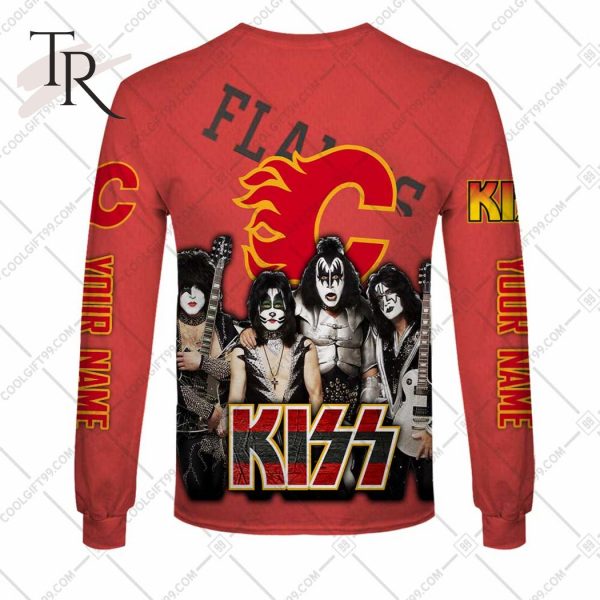 Personalized NHL Calgary Flames x Kiss Band V2 Style Hoodie 3D