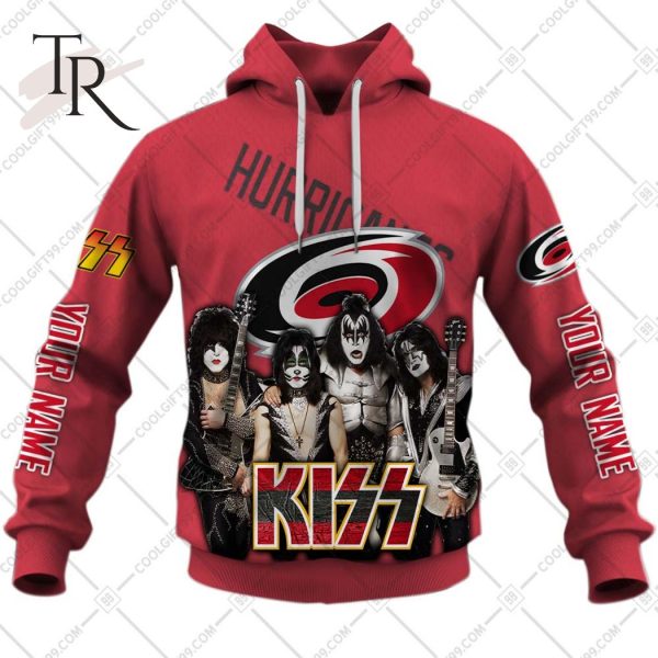 Personalized NHL Carolina Hurricanes x Kiss Band V2 Style Hoodie 3D