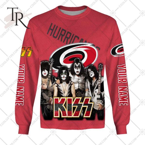 Personalized NHL Carolina Hurricanes x Kiss Band V2 Style Hoodie 3D