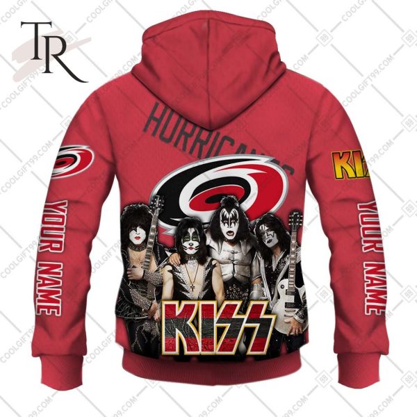 Personalized NHL Carolina Hurricanes x Kiss Band V2 Style Hoodie 3D