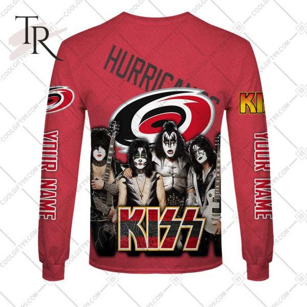 Personalized NHL Carolina Hurricanes x Kiss Band V2 Style Hoodie 3D