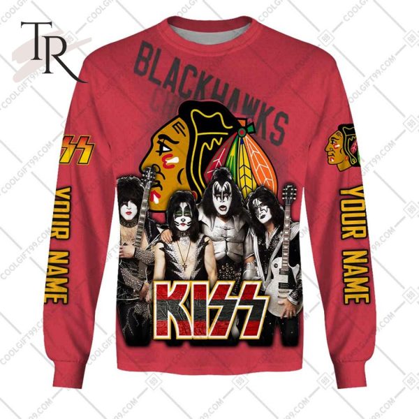 Personalized NHL Chicago Blackhawks x Kiss Band V2 Style Hoodie 3D