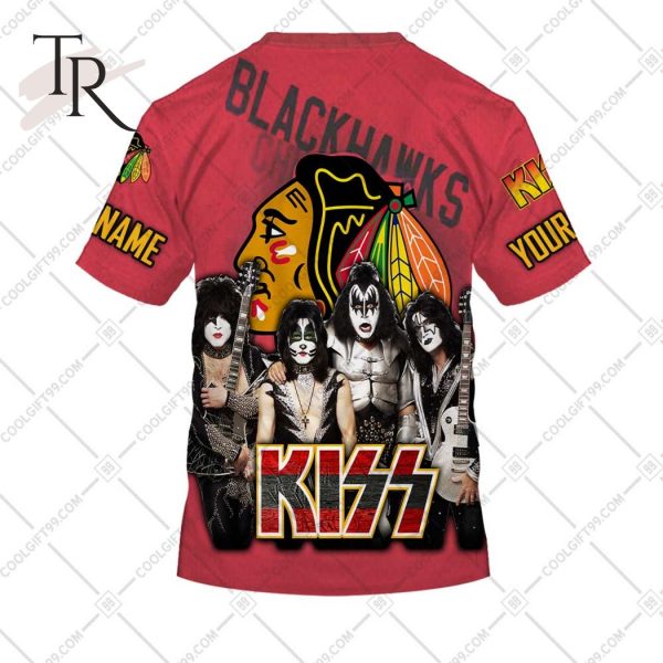 Personalized NHL Chicago Blackhawks x Kiss Band V2 Style Hoodie 3D