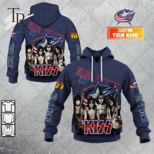 Personalized NHL Columbus Blue Jackets x Kiss Band V2 Style Hoodie 3D