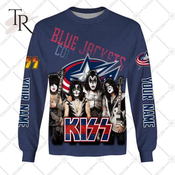 Personalized NHL Columbus Blue Jackets x Kiss Band V2 Style Hoodie 3D