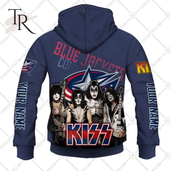 Personalized NHL Columbus Blue Jackets x Kiss Band V2 Style Hoodie 3D