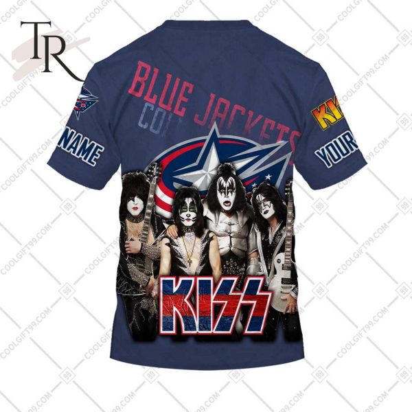 Personalized NHL Columbus Blue Jackets x Kiss Band V2 Style Hoodie 3D