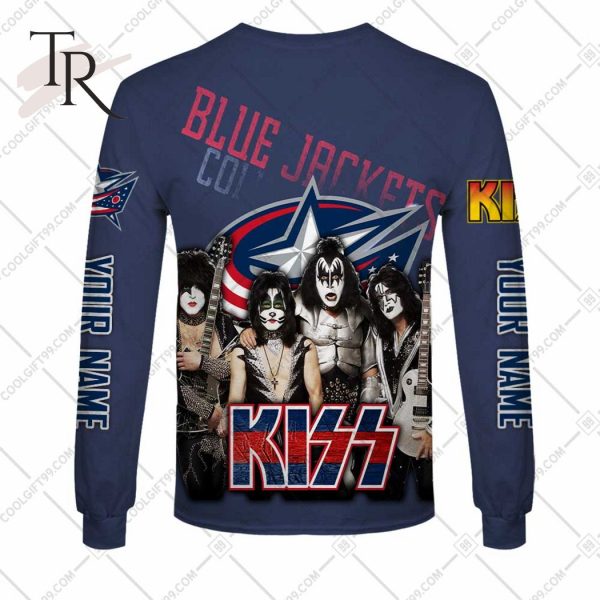 Personalized NHL Columbus Blue Jackets x Kiss Band V2 Style Hoodie 3D