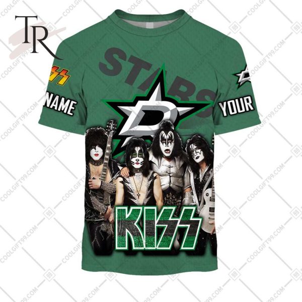 Personalized NHL Dallas Stars Reverse x Kiss Band V2 Hoodie 3D