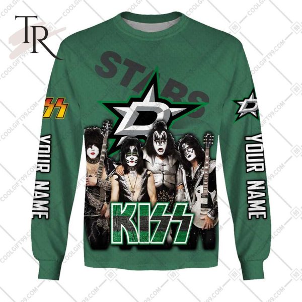 Personalized NHL Dallas Stars Reverse x Kiss Band V2 Hoodie 3D