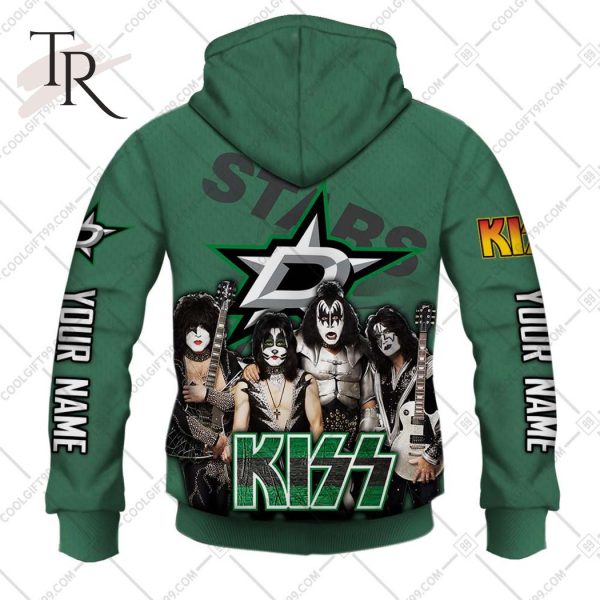 Personalized NHL Dallas Stars Reverse x Kiss Band V2 Hoodie 3D