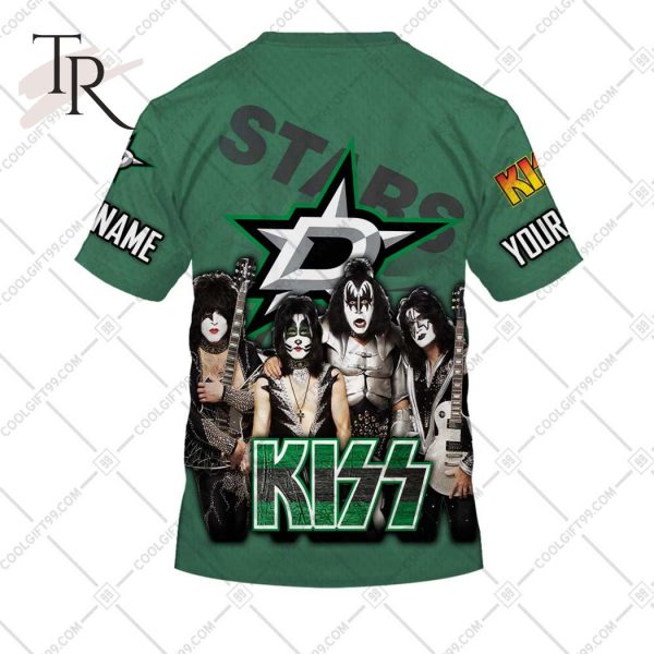 Personalized NHL Dallas Stars Reverse x Kiss Band V2 Hoodie 3D