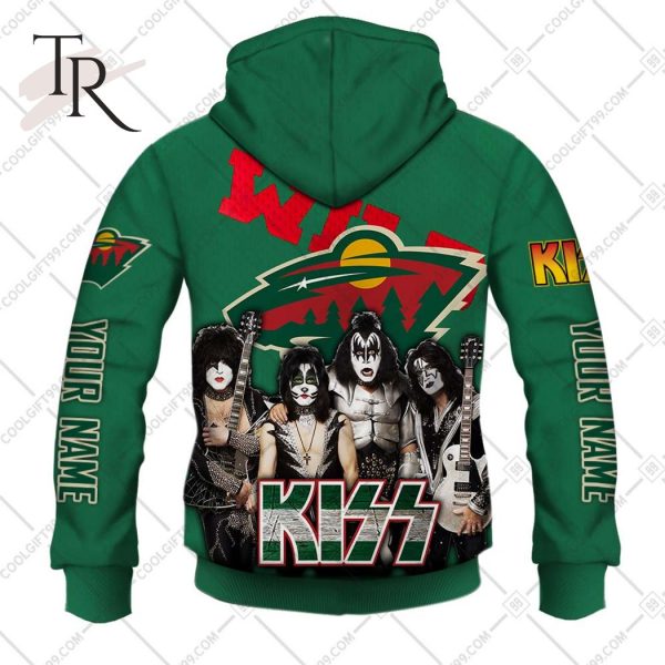 Personalized NHL Minnesota Wild x Kiss Band V2 Style Hoodie 3D