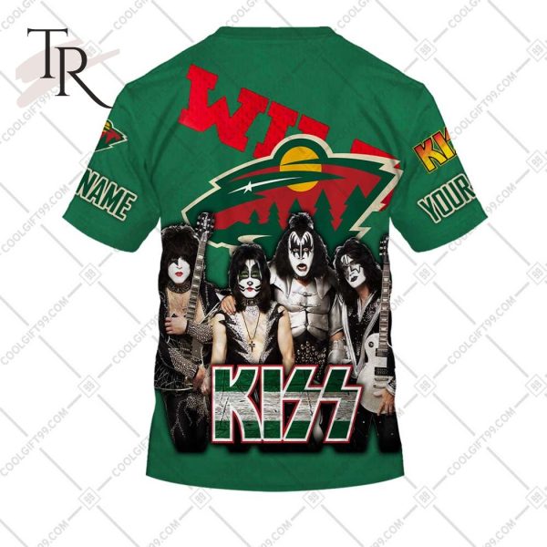 Personalized NHL Minnesota Wild x Kiss Band V2 Style Hoodie 3D