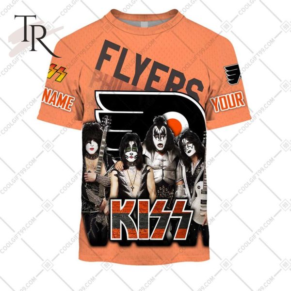 Personalized NHL Philadelphia Flyers x Kiss Band V2 Style Hoodie 3D