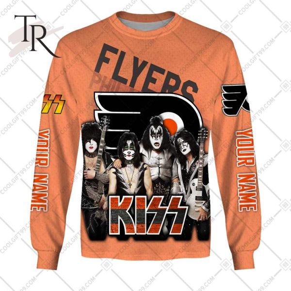 Personalized NHL Philadelphia Flyers x Kiss Band V2 Style Hoodie 3D