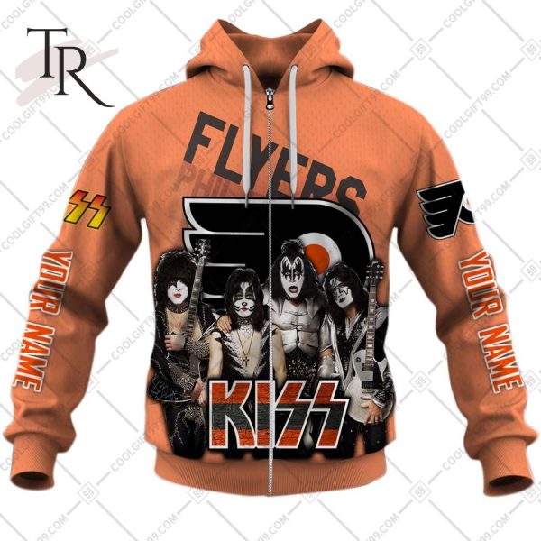 Personalized NHL Philadelphia Flyers x Kiss Band V2 Style Hoodie 3D