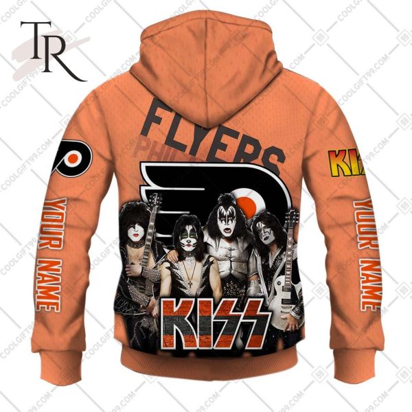 Personalized NHL Philadelphia Flyers x Kiss Band V2 Style Hoodie 3D