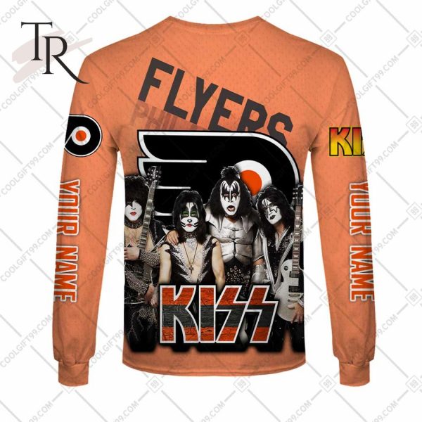 Personalized NHL Philadelphia Flyers x Kiss Band V2 Style Hoodie 3D