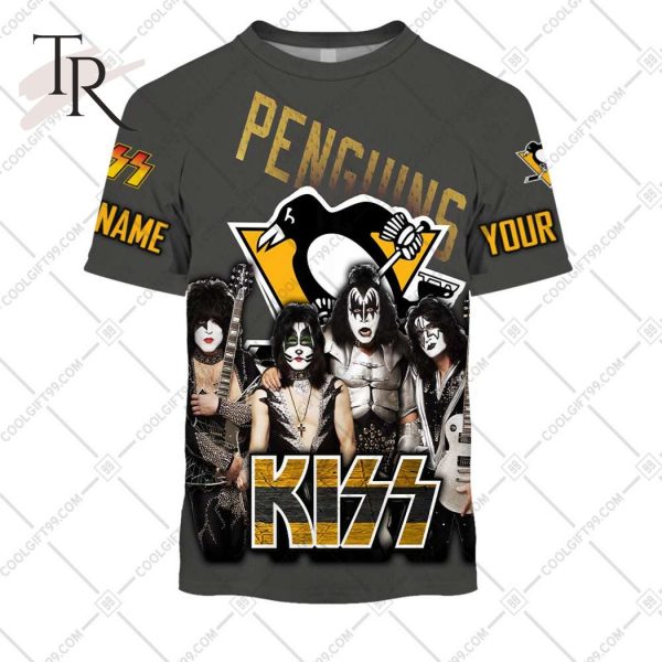 Personalized NHL Pittsburgh Penguins x Kiss Band V2 Style Hoodie 3D