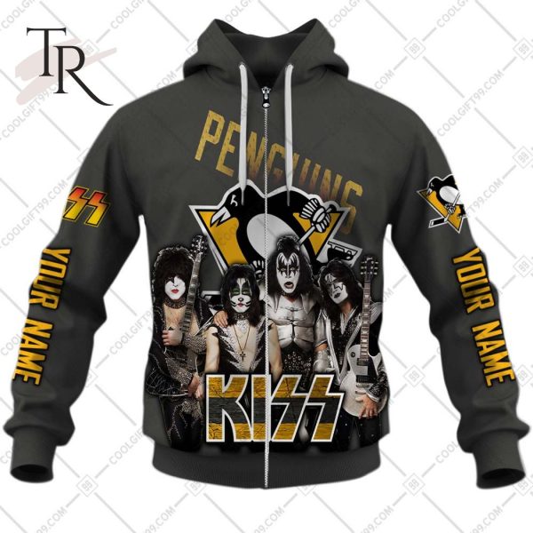 Personalized NHL Pittsburgh Penguins x Kiss Band V2 Style Hoodie 3D