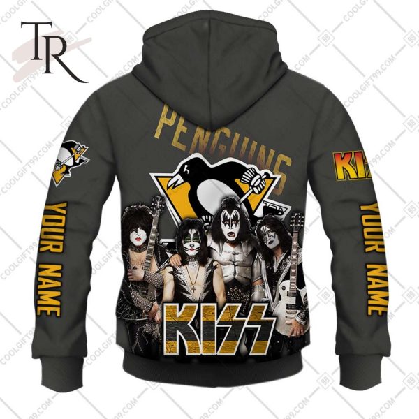 Personalized NHL Pittsburgh Penguins x Kiss Band V2 Style Hoodie 3D