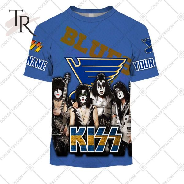 Personalized NHL St. Louis Blues x Kiss Band V2 Style Hoodie 3D