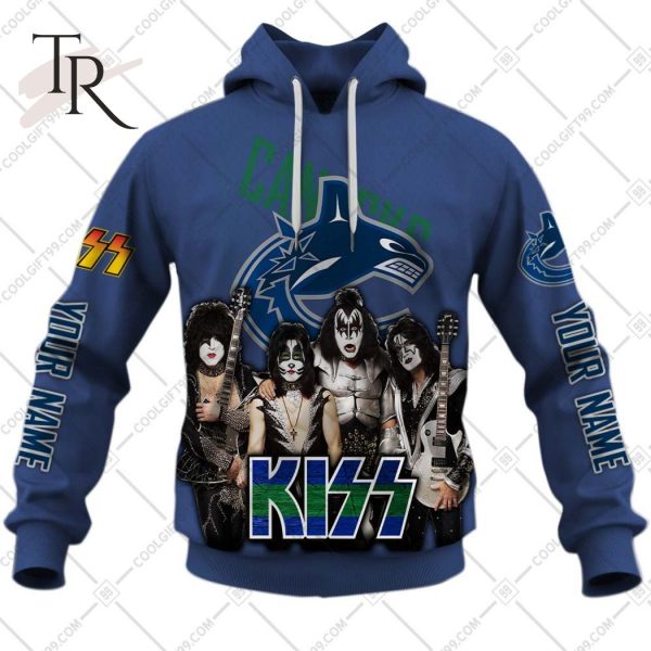 Personalized NHL Vancouver Canucks x Kiss Band V2 Style Hoodie 3D