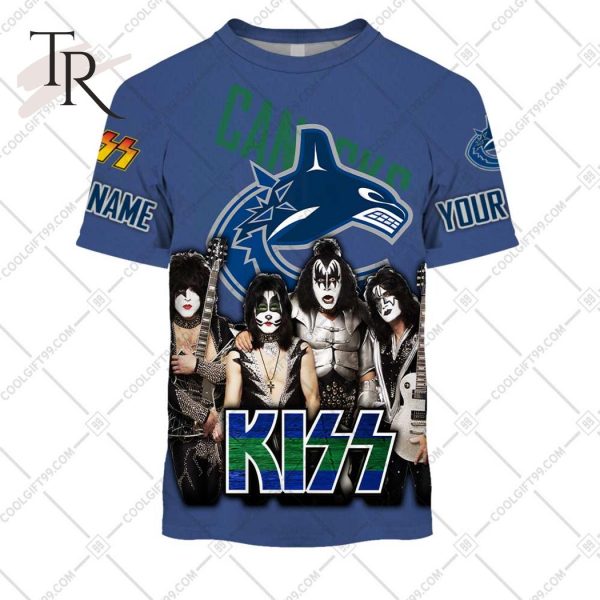 Personalized NHL Vancouver Canucks x Kiss Band V2 Style Hoodie 3D