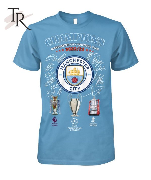 Champions Manchester City Football Club 2022 23 Signed T-Shirt