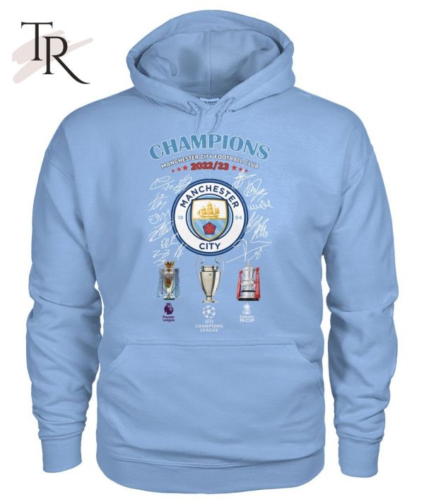 Champions Manchester City Football Club 2022 23 Signed T-Shirt