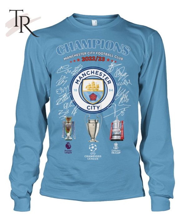 Champions Manchester City Football Club 2022 23 Signed T-Shirt