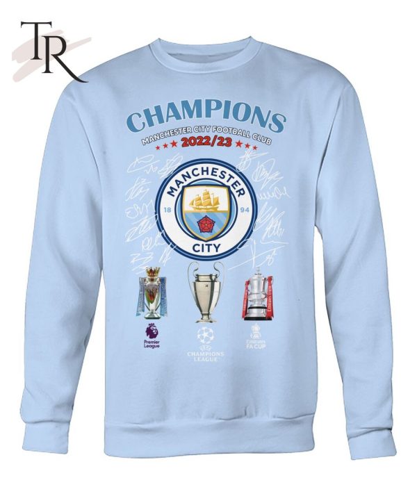 Champions Manchester City Football Club 2022 23 Signed T-Shirt