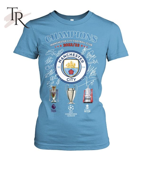 Champions Manchester City Football Club 2022 23 Signed T-Shirt