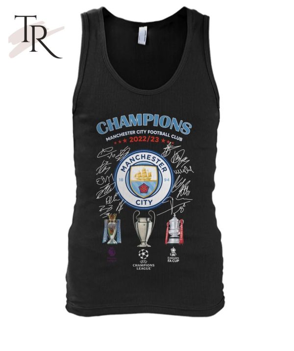 Champions Manchester City Football Club 2022 23 Signed T-Shirt