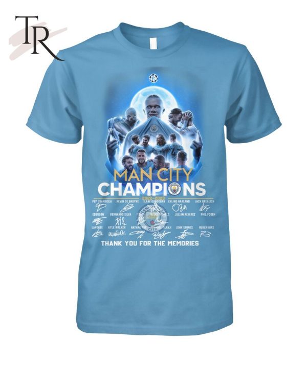 Man City Champions Signed Thank You For The Memories T-Shirt