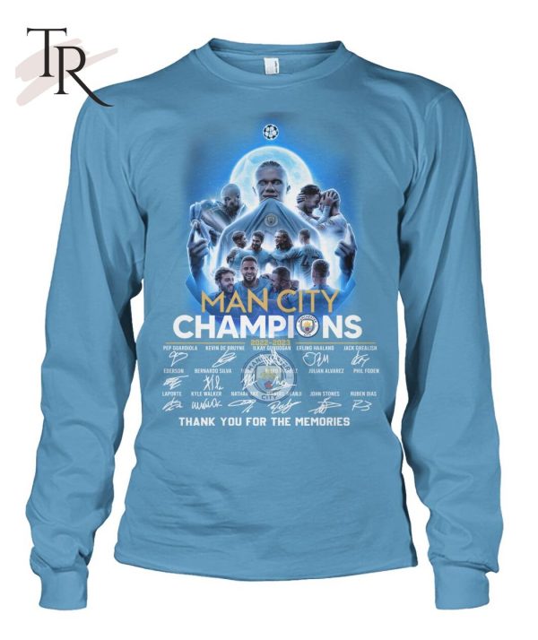 Man City Champions Signed Thank You For The Memories T-Shirt