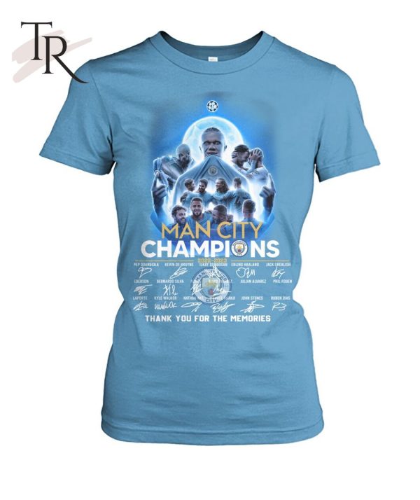 Man City Champions Signed Thank You For The Memories T-Shirt