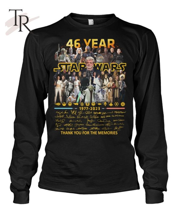 PREMIUM 46 Year Star Wars 1977 – 2023 Signed Thank You For The Memories T-Shirt