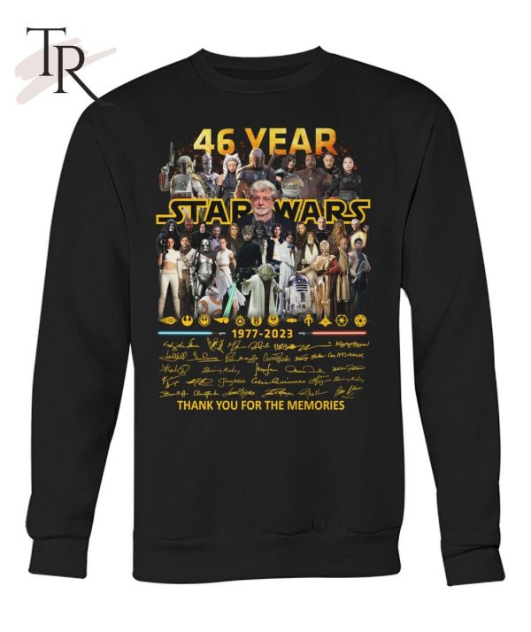 PREMIUM 46 Year Star Wars 1977 – 2023 Signed Thank You For The Memories T-Shirt