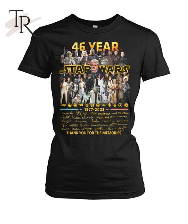 PREMIUM 46 Year Star Wars 1977 – 2023 Signed Thank You For The Memories T-Shirt