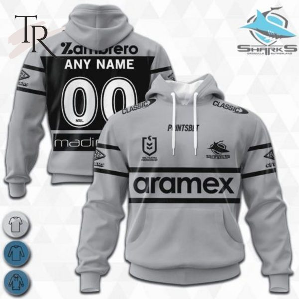 NRL Cronulla-Sutherland Sharks Special Black And White Design Hoodie