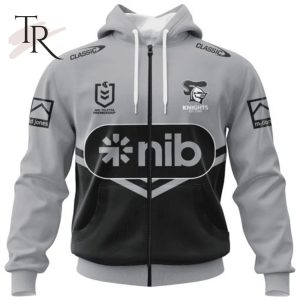 NRL Newcastle Knights Special Black And White Design Hoodie