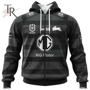 NRL South Sydney Rabbitohs Special Black And White Design Hoodie