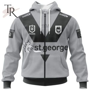 NRL St. George Illawarra Dragons Special Black And White Design Hoodie
