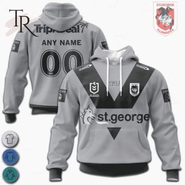 NRL St. George Illawarra Dragons Special Black And White Design Hoodie